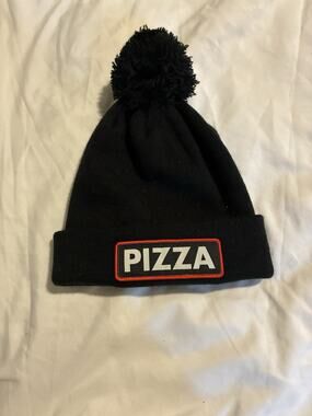 Coal Headwear Vice Patch Cuffed Pom Beanie Hat One Size, Black (Pizza)